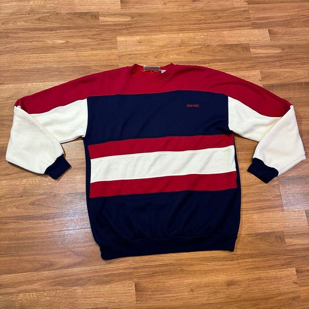 Vintage Spalding Tennis Sweatshirt Crewneck Blue,Rred, White 1990s | Men Size La
